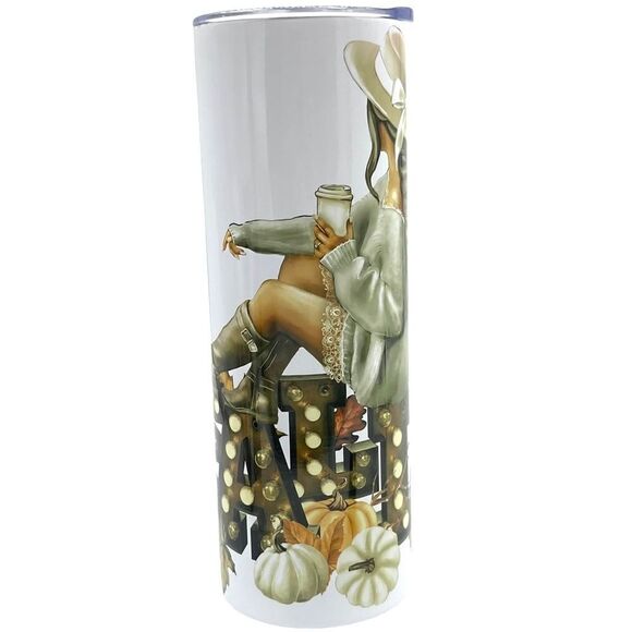 Fall Pumpkin Girly Tumbler 20 oz Hot And Cold Skinny - Picture 4 of 8